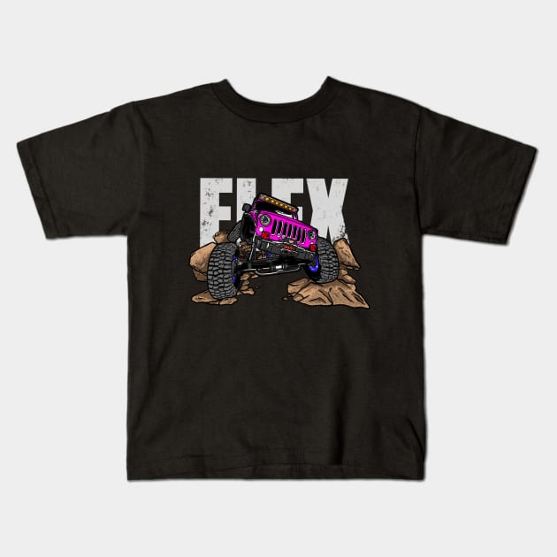 Pink Jeep Flex Kids T-Shirt by 4x4 Sketch